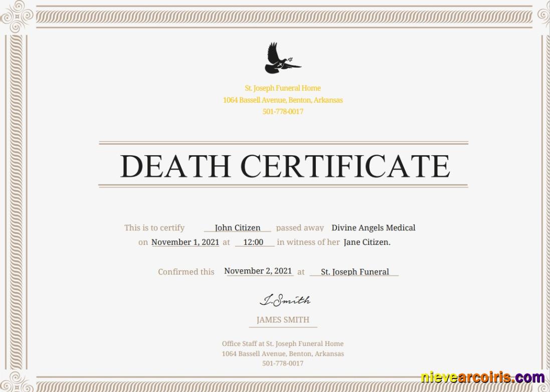 USA Certificate of Death